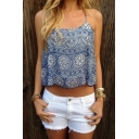 Summer's Leisure Tribal Printed Spaghetti Straps Cropped Cami Top
