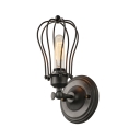 Industrial Style Antique Black Mini Sconce Wall Light with Wire Cage