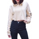 New Arrival Plain Casual Loose Long Sleeve Sports Cropped Hoodie
