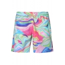 Leisure Beach Elastic Waist Color Block Loose Shorts