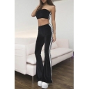 New Stylish Bandeau Top with Elastic Waist Bell Cuffs Pants Striped Sides Co-ords