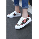 Women's Leisure Embroidery Floral Pattern Tied Flat Sport Shoes