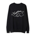 Hot Fashion Letter Printed Round Neck Long Sleeve Pullover Sweatshirt