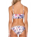 Retro Floral Printed Spaghetti Straps Hot Fashion Bikini Swimwear