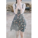Summer's Fresh Floral Printed Sleeveless A-Line Mini Slip Dress