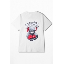 New Arrival Street Style Box Cartoon Cat Printed Round Neck Short Sleeve T-Shirt