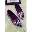 Fashion Women's Color Block Printed Pointed Toe Flat Shoes