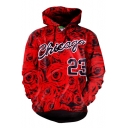 Letter Rose Printed Long Sleeve Hot Fashion Leisure Sports Hoodie
