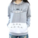 Unisex Drawstring Hooded Cartoon Embroidery Long Sleeve Hoodie Sweatshirt