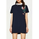 New Arrival Short Sleeve Peter-Pan Collar Chic Floral Printed Mini Dress