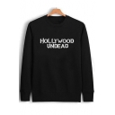 HOLLYWOOD UNDEAD Letter Printed Long Sleeve Round Neck Simple Pullover Sweatshirt