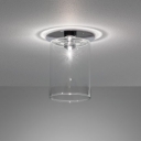 Stunning Glass Cylinder Shaded Semi-Flush Mount Ceiling Light In Designer Style 6.7”High Clear