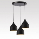 Modern Circular Canopy Multi-light Pendant with Black Teardrop Shade, 3 Lights