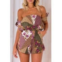 Hot Fashion Floral Printed Bandeau Casual Loose Beach Rompers