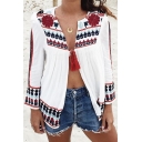 New Arrival Hot Fashion Tribal Printed Open Front Long Sleeve Chiffon Top