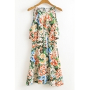 New Fashion Chic Floral Pattern Sleeveless Holiday Mini Slip Dress