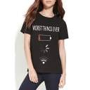 New Stylish Letter Pattern Round Neck Short Sleeve Casual Graphic Tee