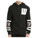 Letter Printed Long Sleeve Casual Leisure Hoodie with Pockets