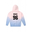 New Arrival Letter Printed Back Long Sleeve Ombre Casual Hoodie