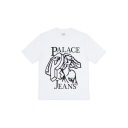 Unisex PALACE JEANS Graphic Printed Short Sleeve Round Neck Cotton Tee