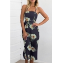 Hot Fashion Spaghetti Straps Floral Printed Wide Legs Casual Jumpsuits