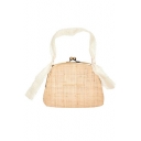 Chic Lace Strap Design Retro Weave Holiday Straw Handbag