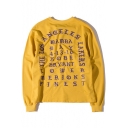 Hip Hop Style Letter Printed Round Neck Long Sleeve Pullover Sweatshirt