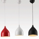 Modern Pendant Light with Teardrop Aluminum Shade, Black/White/Red