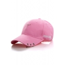 Chic Embroidery Japanese Letter Outdoor Baseball Cap with Metallic Rings