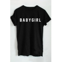 Simple BABY GIRL Letter Printed Short Sleeve Round Neck Tee
