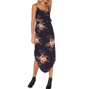 Floral Printed Spaghetti Straps Sleeveless Maxi Holiday Beach Slit Side Slip Dress