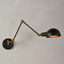 Industrial Wall Lamp Swing Adjustable Arm with Black Mini Bowl Shade