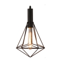 Industrial Hanging Light in Gold Finish with Diamond Shade Wire Metal Cage