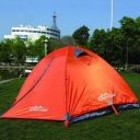 Double Polyester Layer 2-Person Backpacking Anti-UV 3-Season Dome Tent (Orange)
