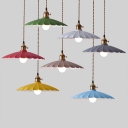 Scalloped Shade Single Pendant Light in Vintage Style for Dining Room Kitchen Restaurant-Blue/Green/Pink/Purple/Red/White/Yellow