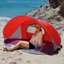 Pop Up Tent 4 Persons 3 Season Sunshade Shelter Portable Beach Tent Red Coating 1.3kg