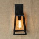 Industrial Wall Sconce 1 Light with Lantern Shade in Black