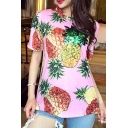 Summer's Hot Fashion Pineapple Printed Round Neck Short Sleeve Pullover T-Shirt