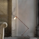Industrial Robot Floor Lamp in Bronze Finish with Bare Edison Bulb