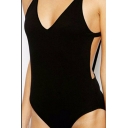 New Fashion Sexy Open Back Hollow Out Plain One Piece Swimwear