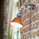 Industrial Pipe Wall Sconce Adjustable with Cone Shade, Green/Red/Antique Copper