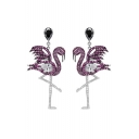 New Arrival Stylish Flamingo Design Earrings Studded with Fancy Diamond
