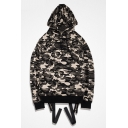 Chic Letter Printed Ribbons Long Sleeve Casual Loose Camouflage Hoodie