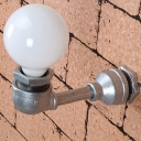 Industrial Wall Sconce in Silver Finish with Bare Edison Bulb, Long Pipe