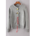 New Arrival Handcraft Sequined Patchwork Round Neck Long Sleeve Sweater