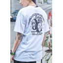 Fashion Street Style Skull Letter Printed Short Sleeve Round Neck Loose Tee