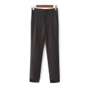 Mid Waist Classic Fashion Striped Printed Skinny Pants with Pockets