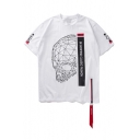 Street Style Fashion Skull Letter Printed Short Sleeve Loose Pullover T-Shirt