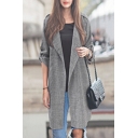 Fashion Simple Plain Long Sleeve Notched Lapel Collar Blazer Coat