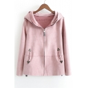 New Arrival Fashion Long Sleeve Hooded Zip Up Casual Coat